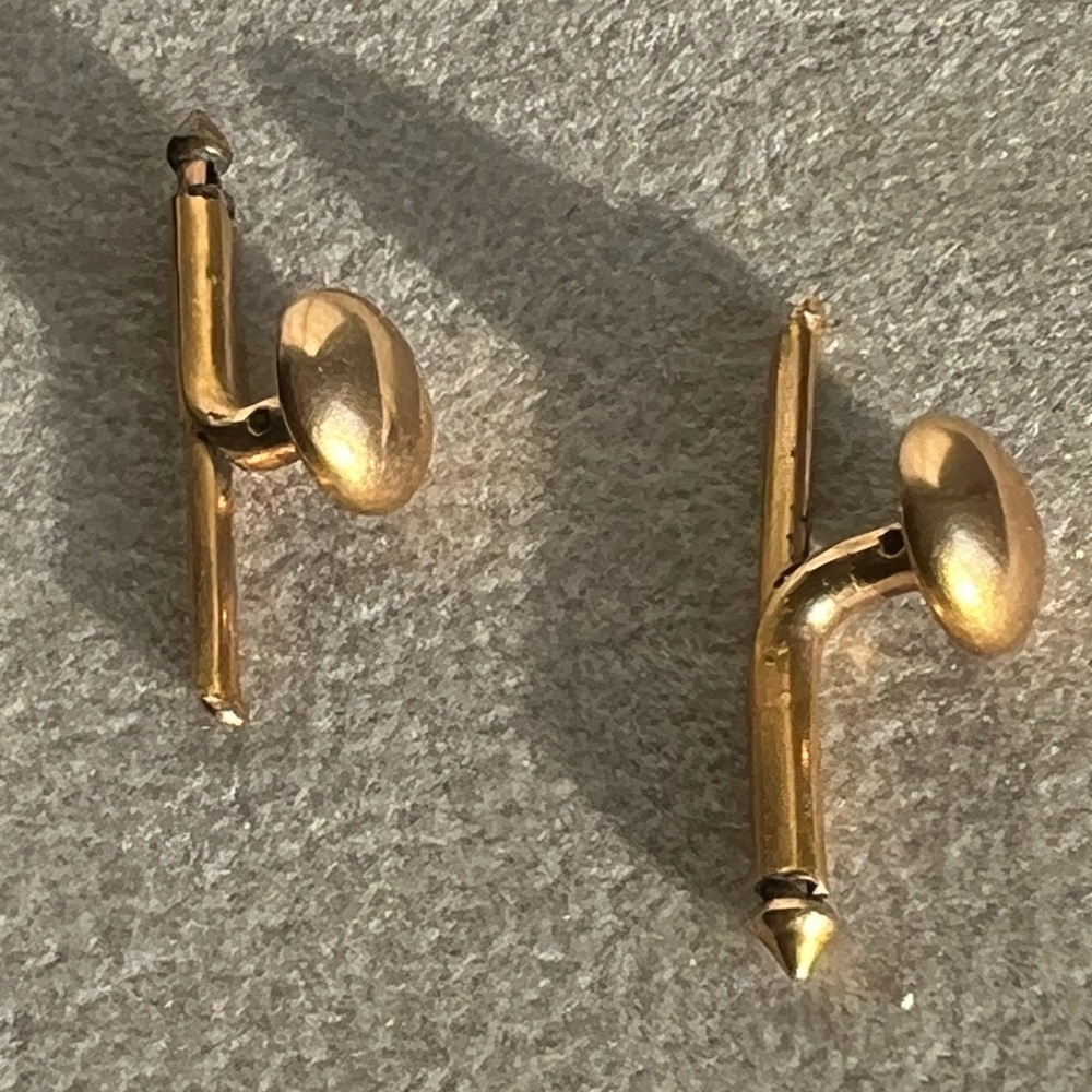 Rare unique Unmarked Tests 10K Yellow Gold Anson Mens Cufflinks 1" 1.40g